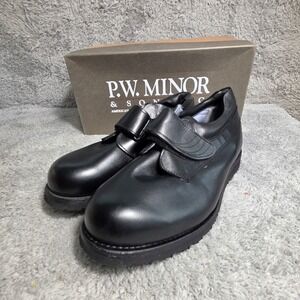 PW Minor X Depth Velcro Black Leather Non Slip Orthotic Shoes Mens 9 2E Wide NIB
